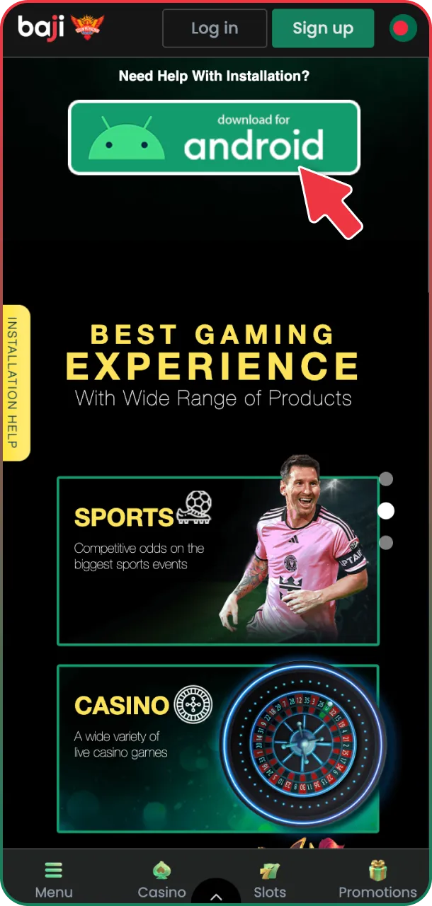 Download the app now to start winning at Baji.