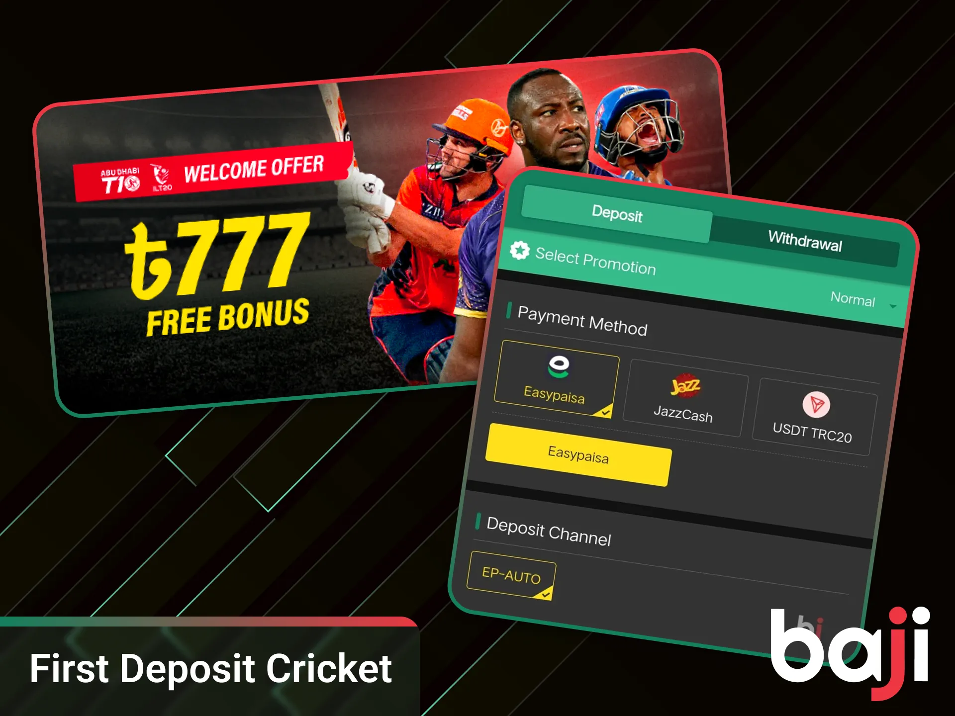 Make your first deposit and claim your cricket bonus at Baji.