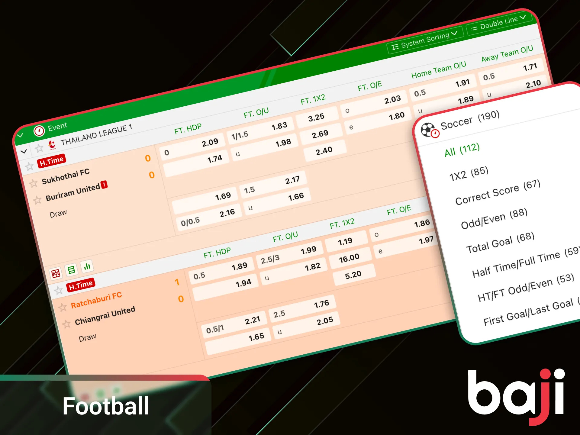 Bet on your favorite football team now at Baji.
