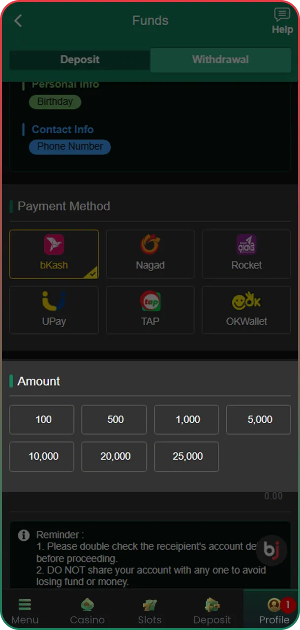 Quick withdrawals from your bets in Baji.