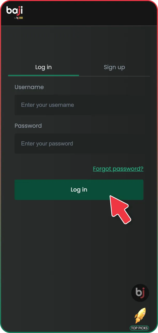 Log in to your account quickly and collect your winnings in Baji.